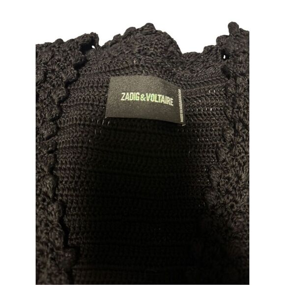 Zadig & Voltaire size large Marty black cotton knit cardigan sweater - NWT - Picture 3 of 12